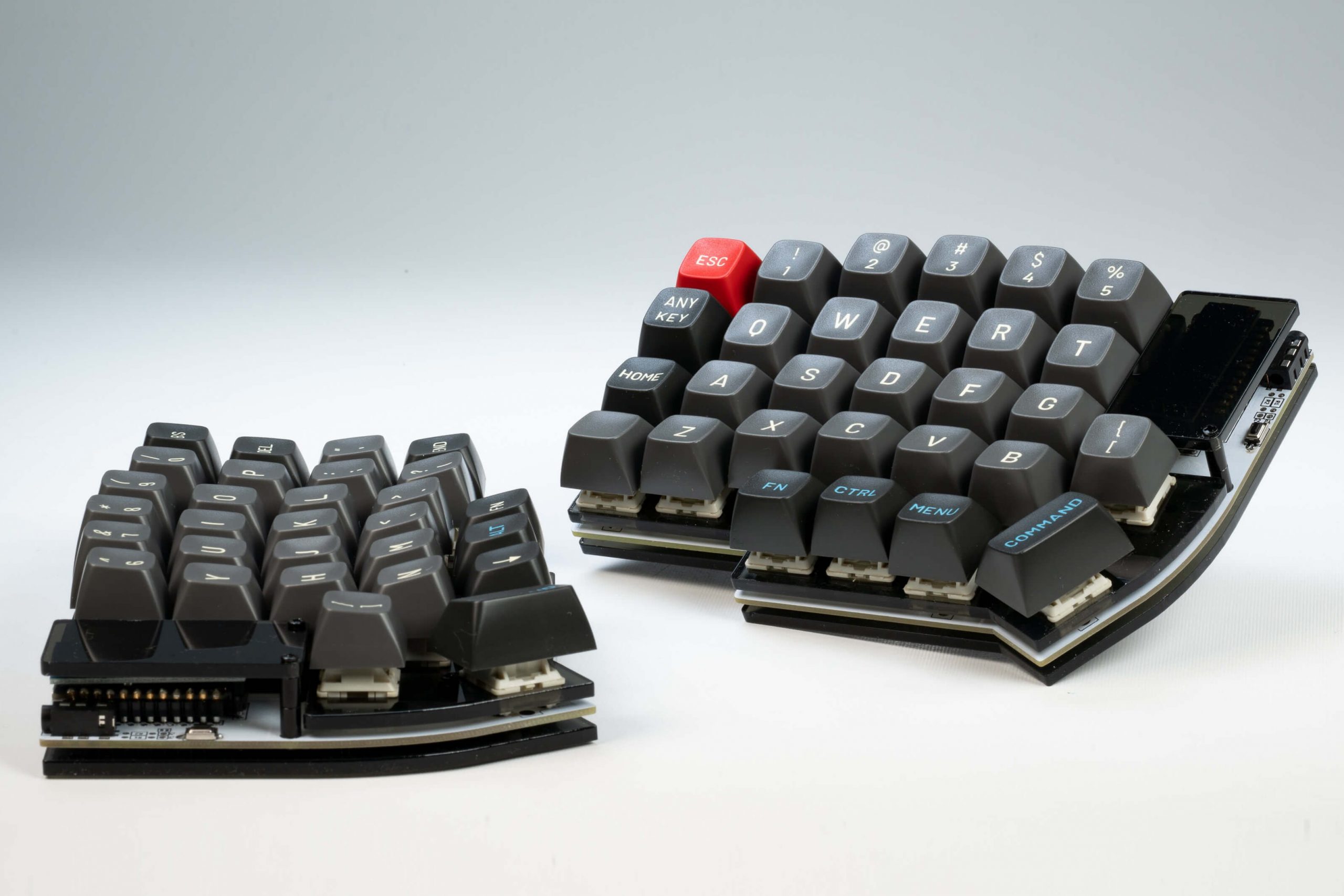 The Boardsource photo of their Lily58 kit showing a fully assembled keyboard.