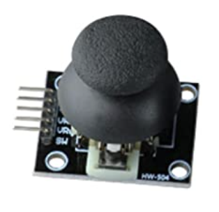 A photo of a thumbstick with its small PCB for attaching to a keyboard PCB