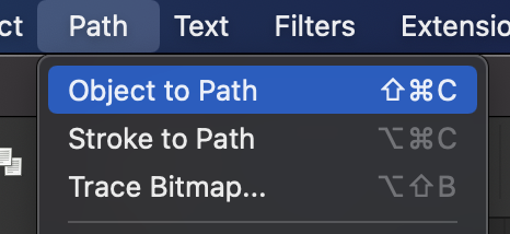 Choose the Path menu in Inkscape, and then the Object to Path option to convert from text to paths